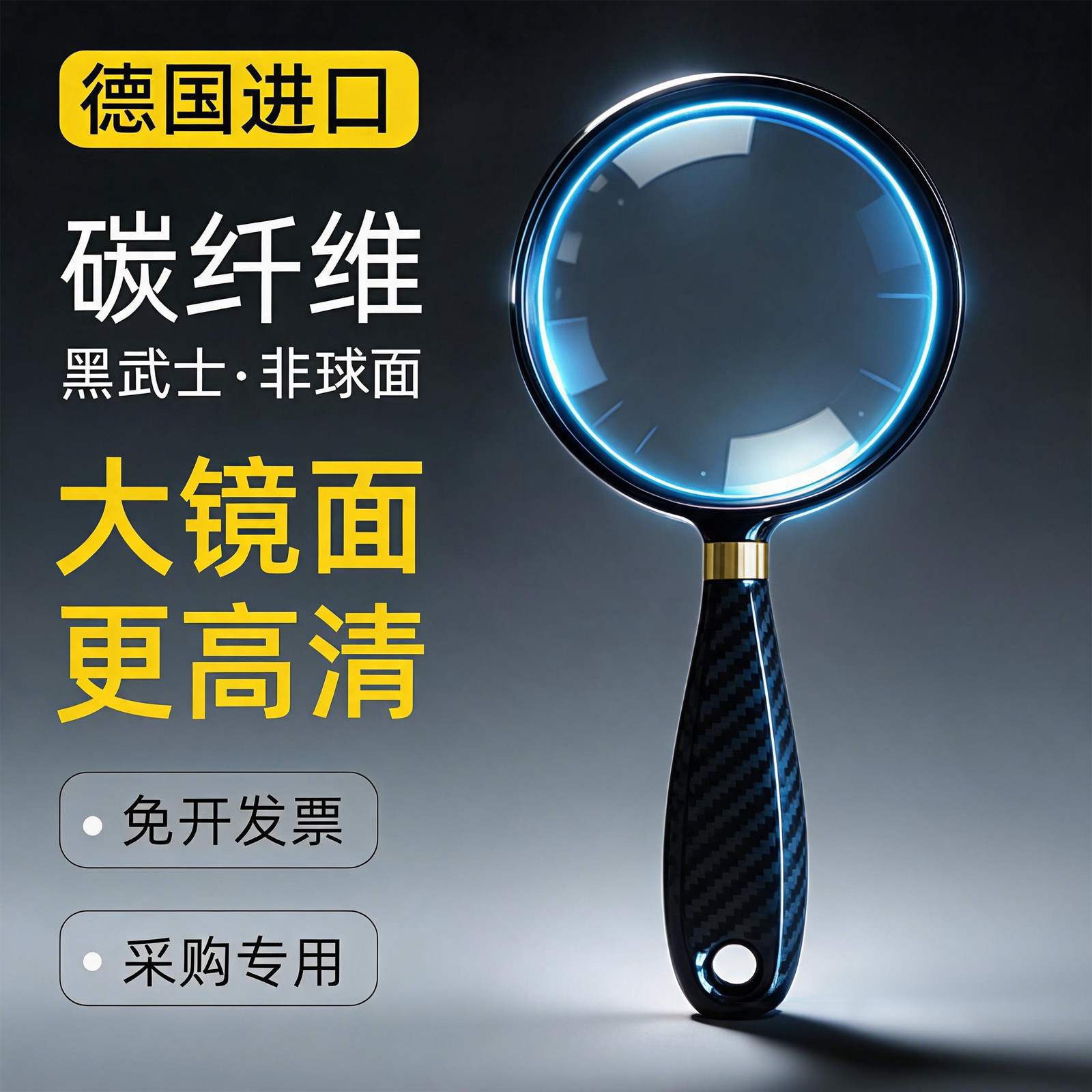 德国碳纤维放大镜100倍高清正品老人用手持10倍阅读看书报不伤眼