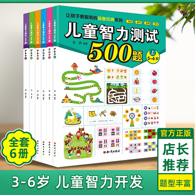 4-5岁儿童全脑思维训练 智力测试500题儿童大脑潜能开发3到6岁中班益智幼儿数学启蒙思维逻辑训练 全脑开发书左右脑早教专注力图书