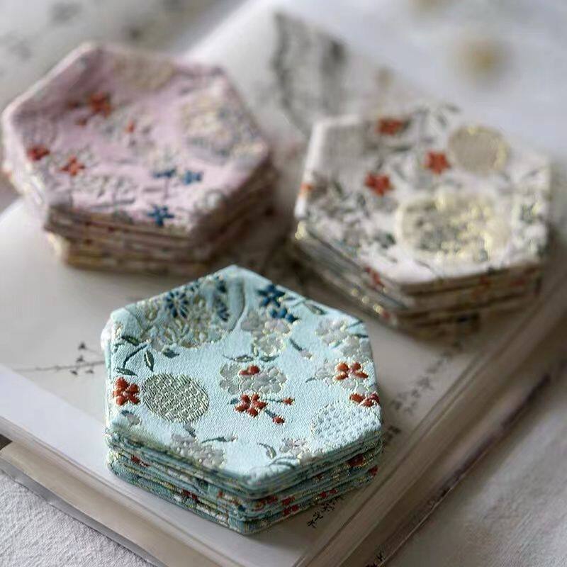 中式棉麻提花锦织杯垫禅意功夫茶道创意隔热茶托