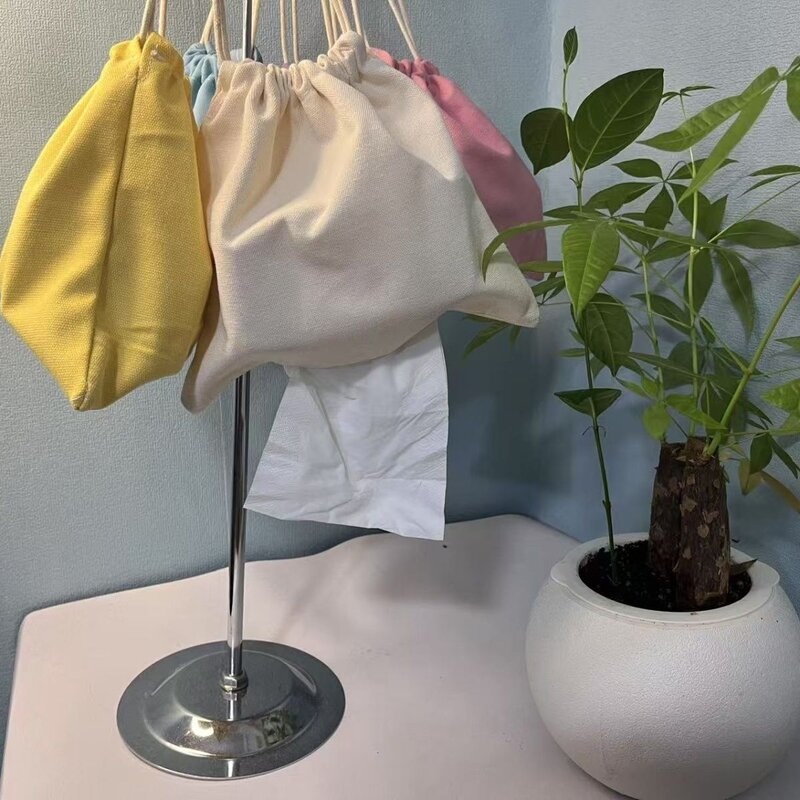 简约风挂式抽纸袋纸巾收纳袋 简约素色棉麻纸巾套抽拉餐厅家用