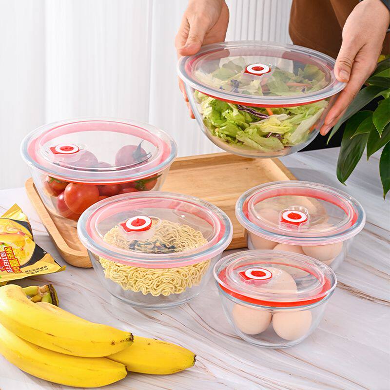 食品级密封玻璃保鲜碗 冰箱带饭耐高温收纳泡面带盖汤碗
