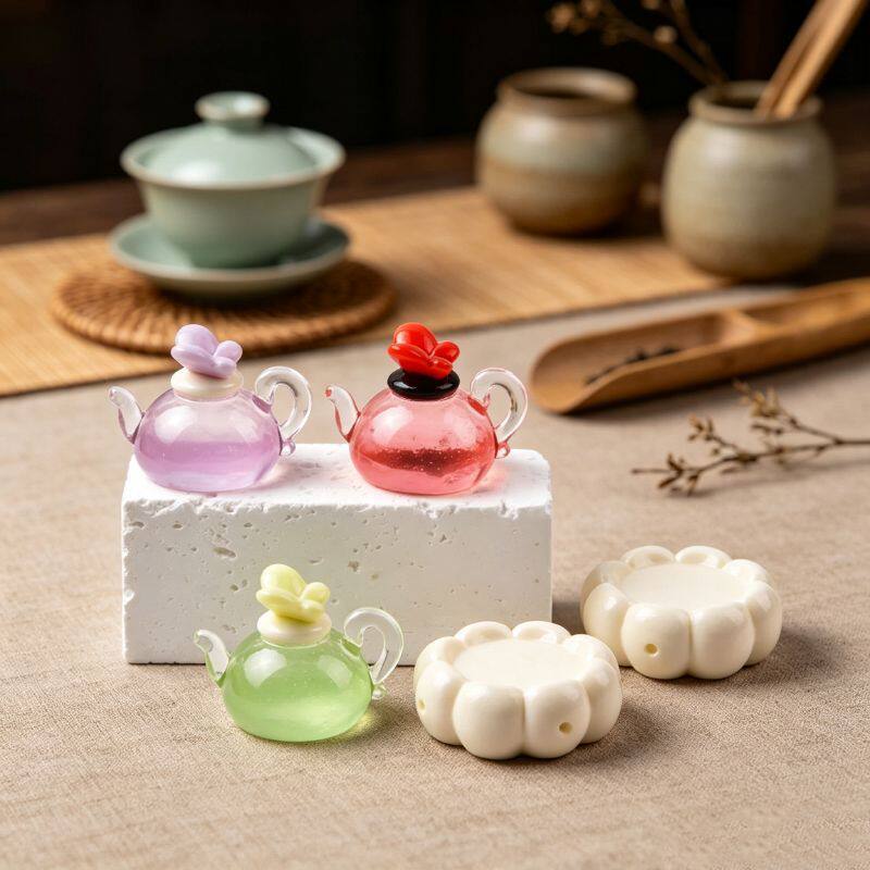 卡通马卡龙迷你茶壶套装摆件儿童过家家装饰解压玩具