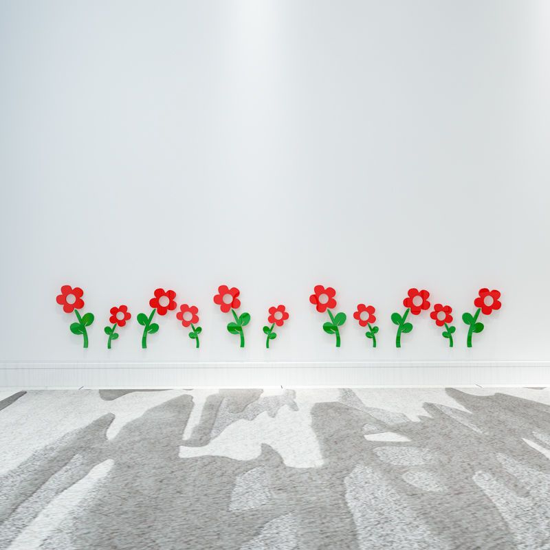 温馨花卉3D立体自粘墙贴 卧室客厅踢脚线幼儿园背景装饰画