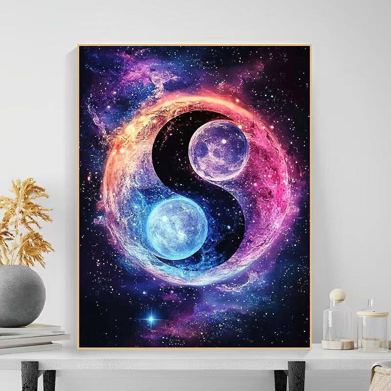 2025新款炫彩星空钻石画客厅卧室diy手工点钻贴钻石绣带框粘贴画