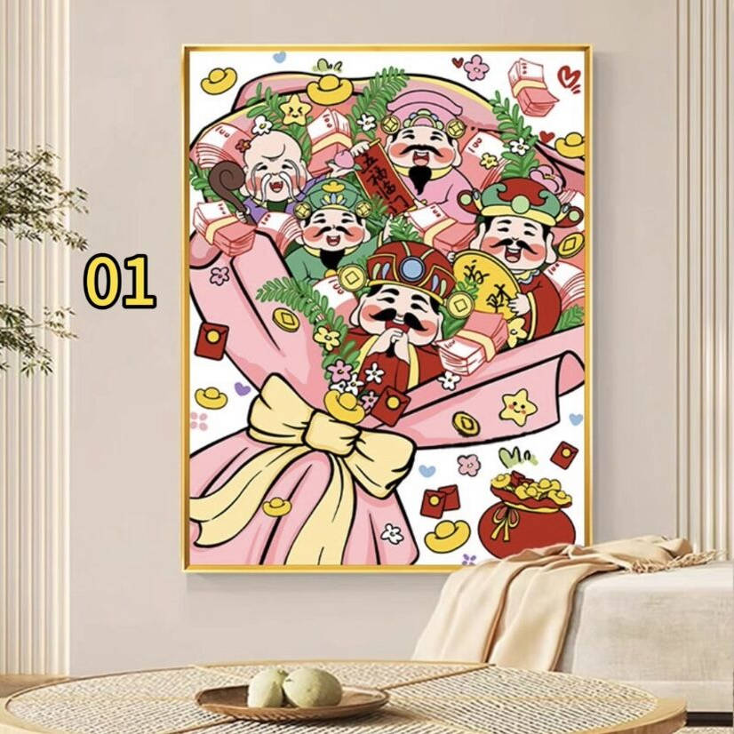 2025新款财神花束钻石画客厅卧室diy手工点钻贴钻石绣带框粘贴画