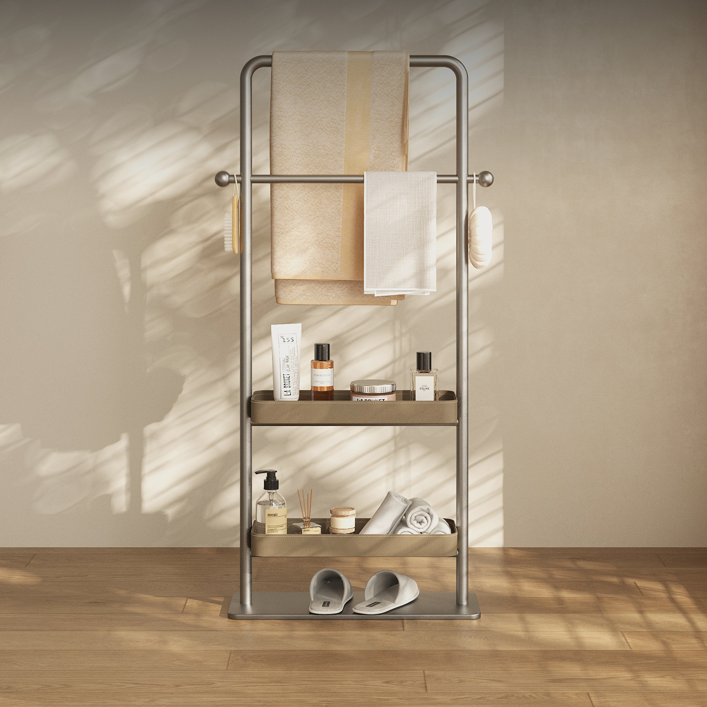 意式极简不锈钢浴室置物架