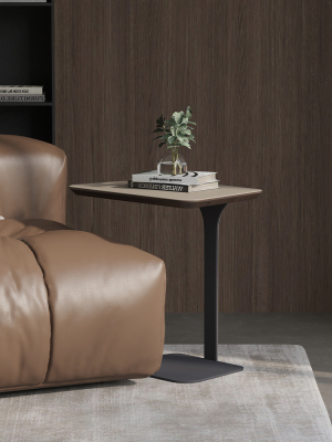 客厅沙发插入式边几意式极简高脚边桌创意设计感马鞍皮C型小茶几