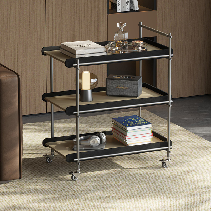 萨尼莱意式极简马鞍皮小推车边几