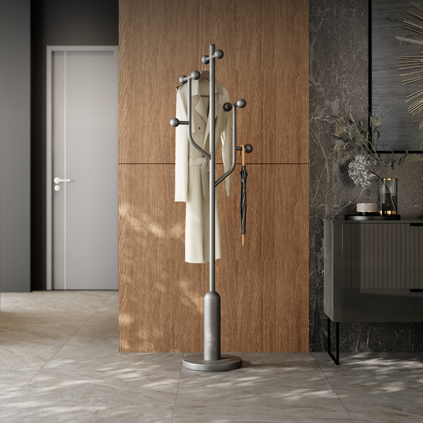 意式极简落地衣帽架卧室家用