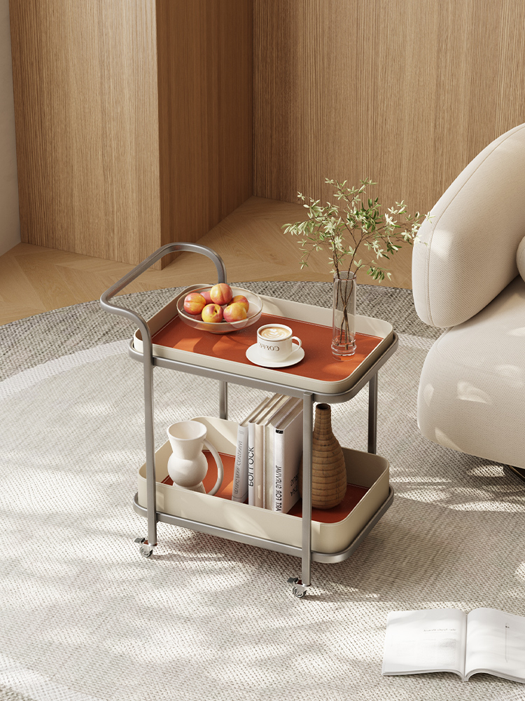 意式极简客厅可移动沙发边几小推车家用轻奢高级感餐厅移动小餐车