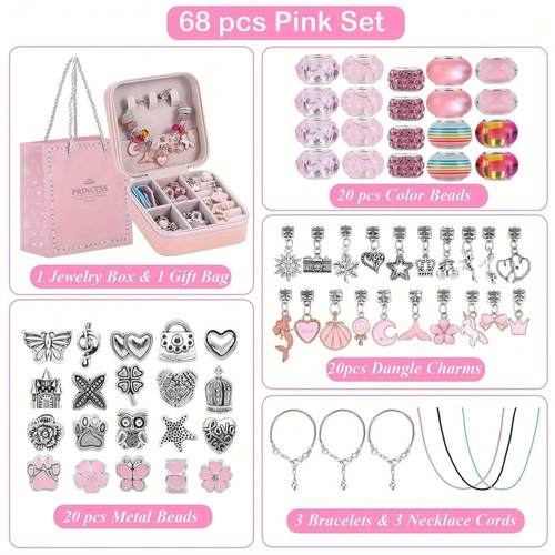 68Pcs Beads Charms Bracelet Making Kit, DIY Beaded Bracelet