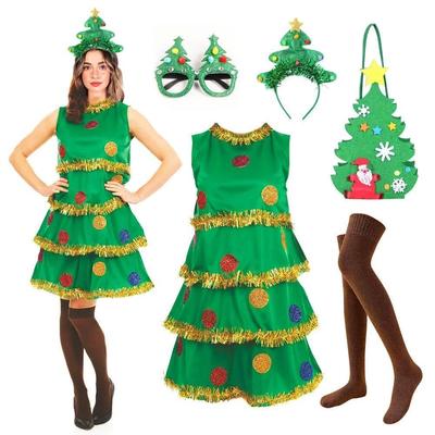 Imcute Women Christmas Tree Costume Sleeveless Round Neck Ca