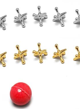 23Pcs/Set Metal Jacks and Ball Game Toy Gold Silver Toned Ja