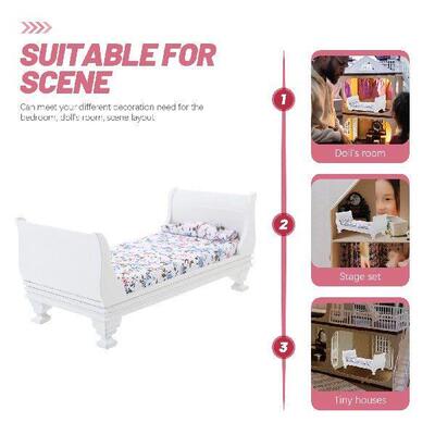 Dollhouse Single Bed Tiny Miniature Furniture Vintage Decor