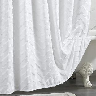 Shower Modern Curtain Fabric Farm Woven White