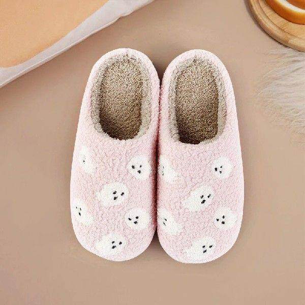 Halloween Ghost Plush Slippers Warm Slip-on House Shoes