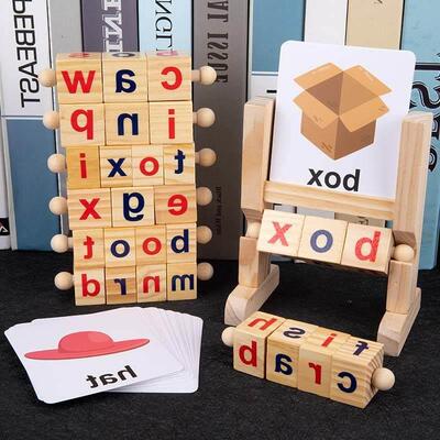 Wooden Reading Blocks Short Vowel Rods Spelling Games记忆架