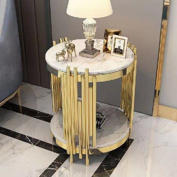 Italian luxury mobile corner table, small round table,