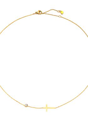 Delicate Petite Sideway Cross Necklaces Pendant Women Stainl