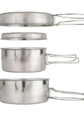Folding Handle Cookware Stackable Stainless Steel Camping