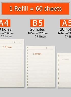 Replaceable Refill Loose Leaf Notebook A4 A5 B5 Binder Plann