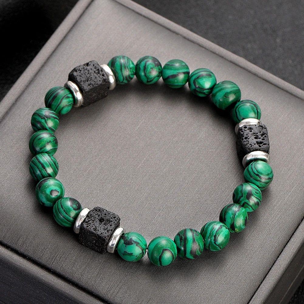 Classic Malachite Bracelets Men Jewelry Healing Lava Beads B