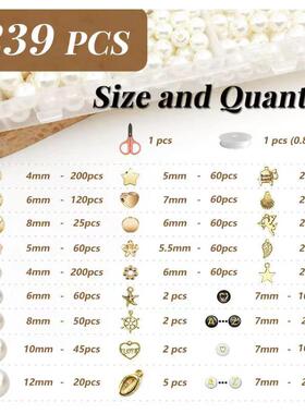 1239pcs Pearl Beads Set For Bracelet Jewelry Making Kit DIY