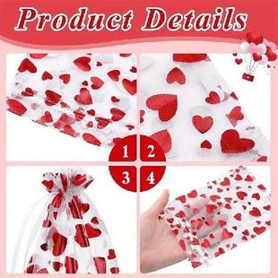 Bag Jewelry Packaging Heart Pouch Organza Gift Yarn Printed
