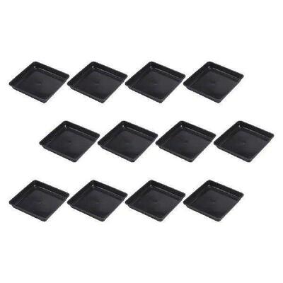 12pcs Square Flowerpot Trays Black 120 Plant Saucers Bottom