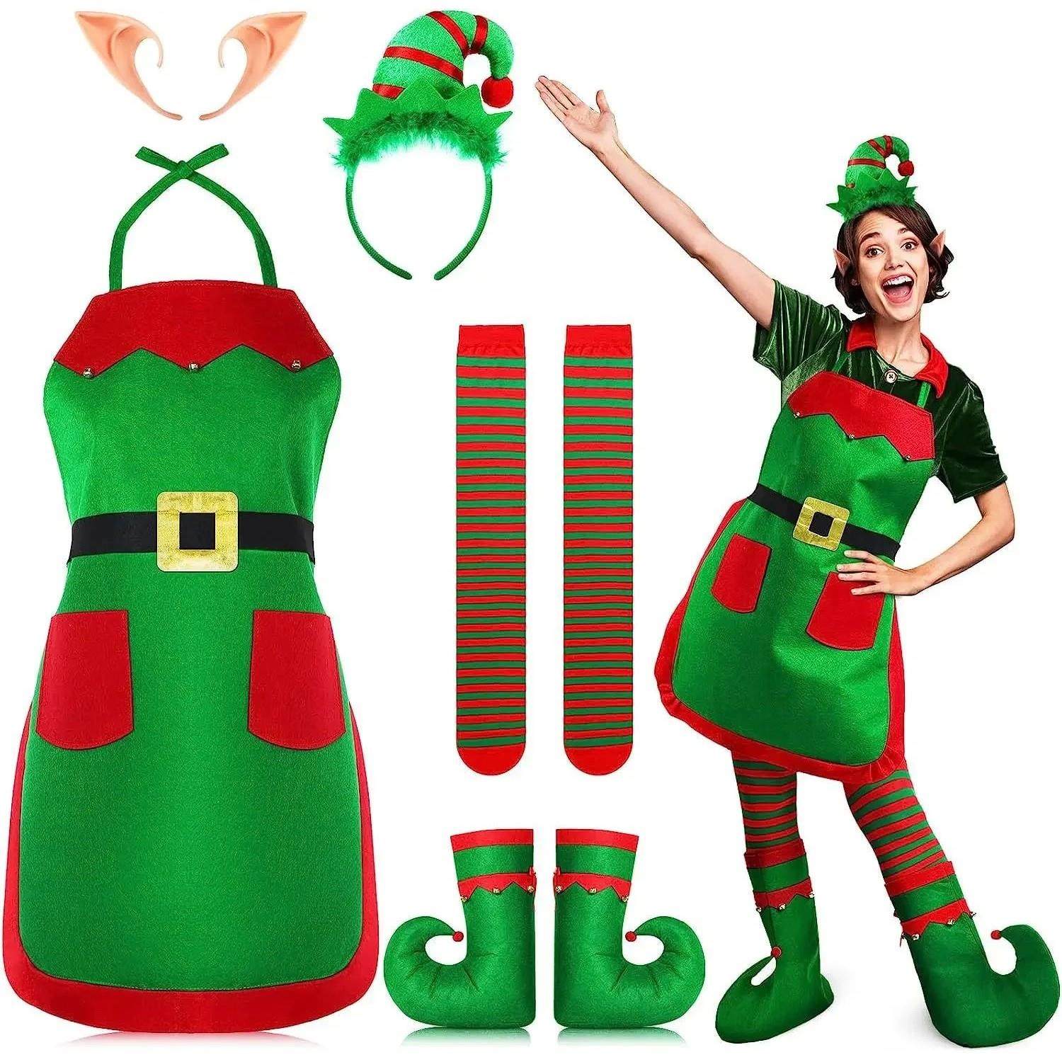 Halloween Christmas Costume Elf Cosplay Props Apron Santa