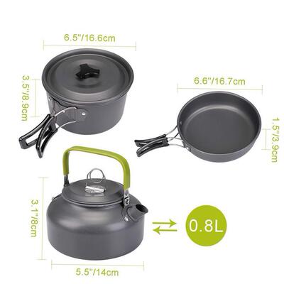 Outdoor Camping Cookware Kit Aluminum Cooking Pots Set Wa