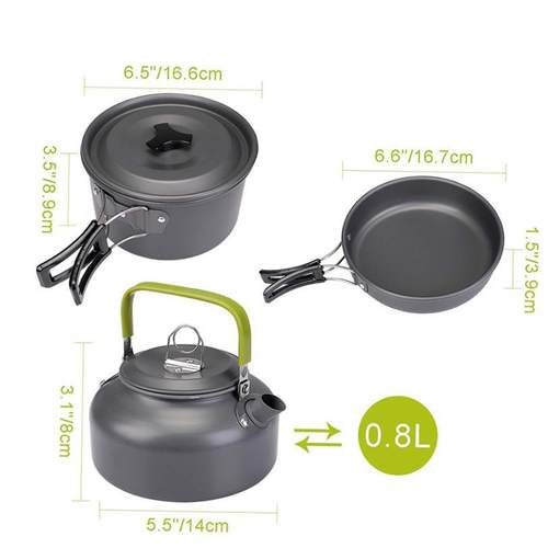Outdoor Camping Cookware Kit Aluminum Cooking Pots Set Wa