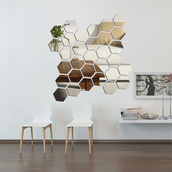 Wholesale Hexagonal Mirror Acrylic Wall Stickers, Home