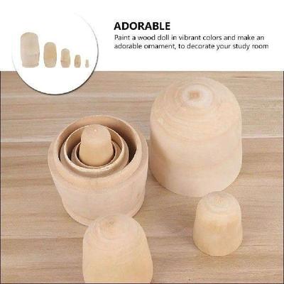 5 PCS White Matryoshka Nesting Toys Blank Russian Handmade