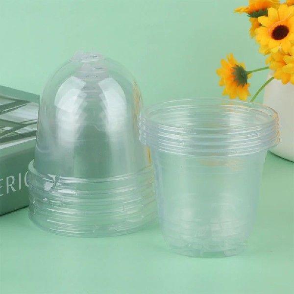 5Pcs Plant Nursery Pot Transparent Plastic PET Seed Stater