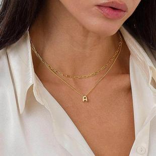 Letter Necklace Gold Dainty Balloon Bubble Plated Initi Mini