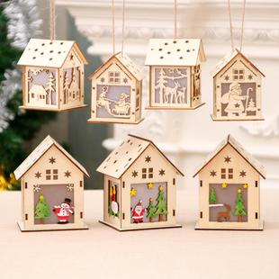 decorations hanging glow house ornaments wooden Christmas