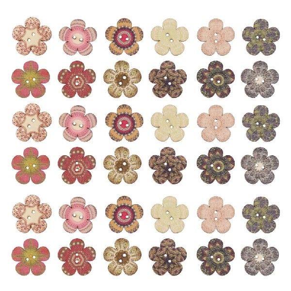 Jean Buttons Buttons Jean Buttons Button Flower Wood Wooden