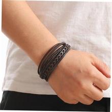 High Quality Leather Bracelet Men Jewelry Alloy Magnet Buckl