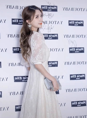 Meliss Lazy新款女装夏季重工高端初恋系收腰气质蕾丝连衣裙子