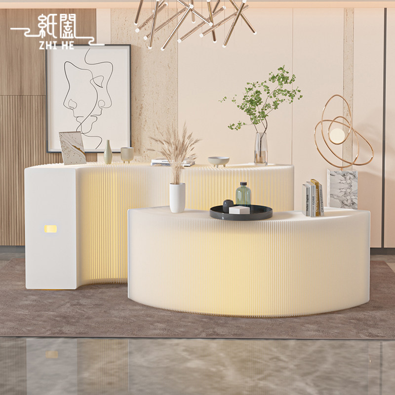 创意纸中岛展示台可折叠发光陈列展示台长方形展会摆件展台置物架