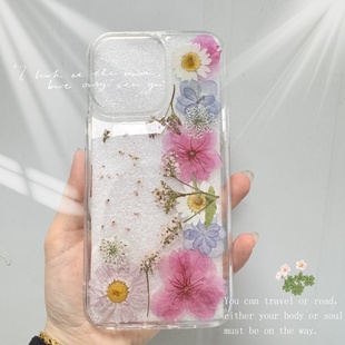 爆款泫雅风日系温婉真花适用于苹果17手机壳iphone16 15 14永生花华为mate70全包三星s25谷歌pixel10pro软壳