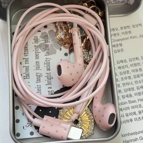 星星有线耳机韩系ins风波点Type-c苹果安卓通用aeae博主同款印花