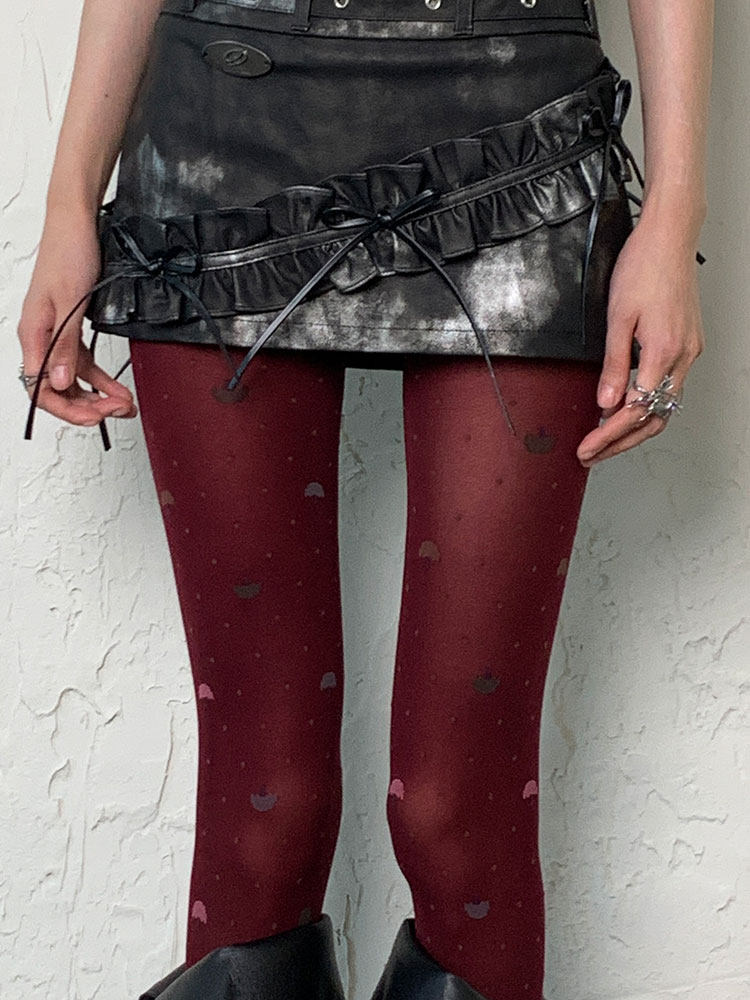 보키오르 웨이브 와인 | 우산 도트 히피 벨벳 시부야 가을 겨울 Y2K 라이트 아시아 복고풍 로얄 자매 레드 매콤