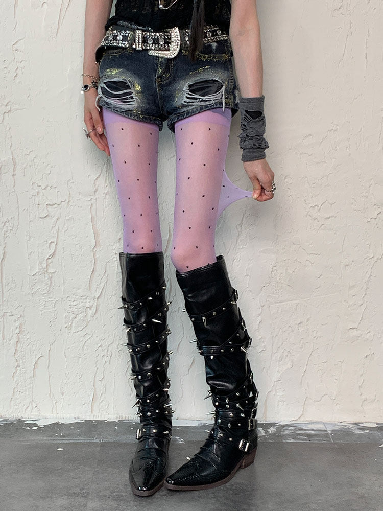 BOKIOR BOZI 와인 캔디 도트 시부야 퍼플 Y2K 밀레니얼 고스 틈새 고대 및 초기 핫 걸스 유럽과 미국의 하이 스트리트