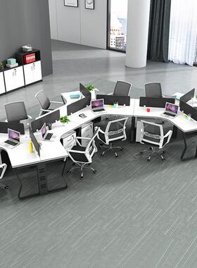 现代约简约异形办公椅组合六桌人位板隔断桌钢式架JY-Y03简桌子办