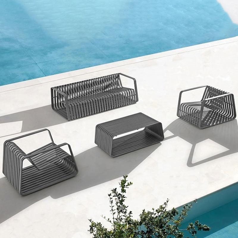 合金沙发几家组合防水防晒庭院茶室外花BO65园酒铝店泳池户外不锈