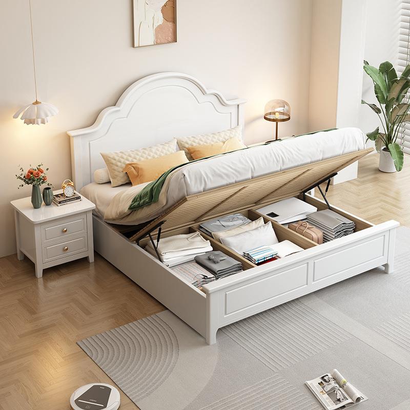 白色全实木床现代简约式法式奶双油.风女美生公主15米小白床 单人