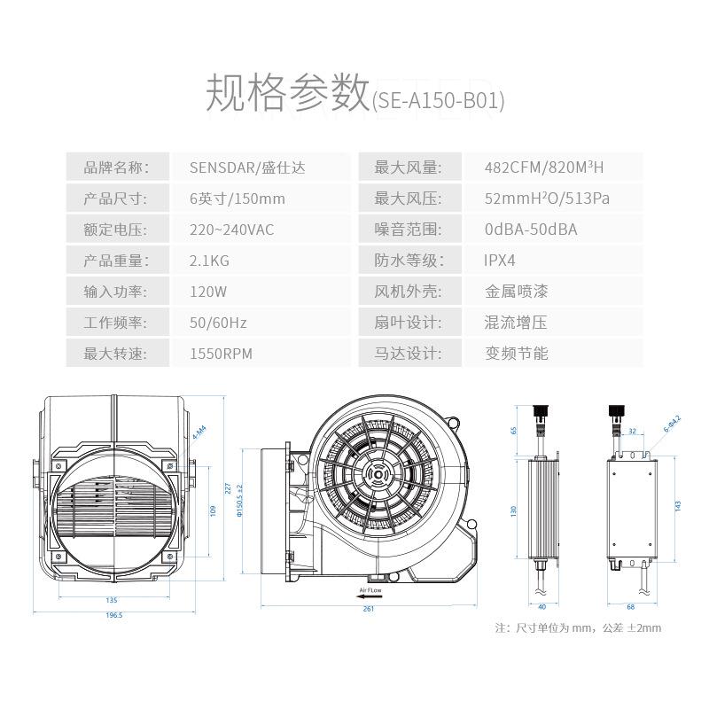 直流变频离心鼓机低耗低噪音离道心风风风机大风量管防油烟火916