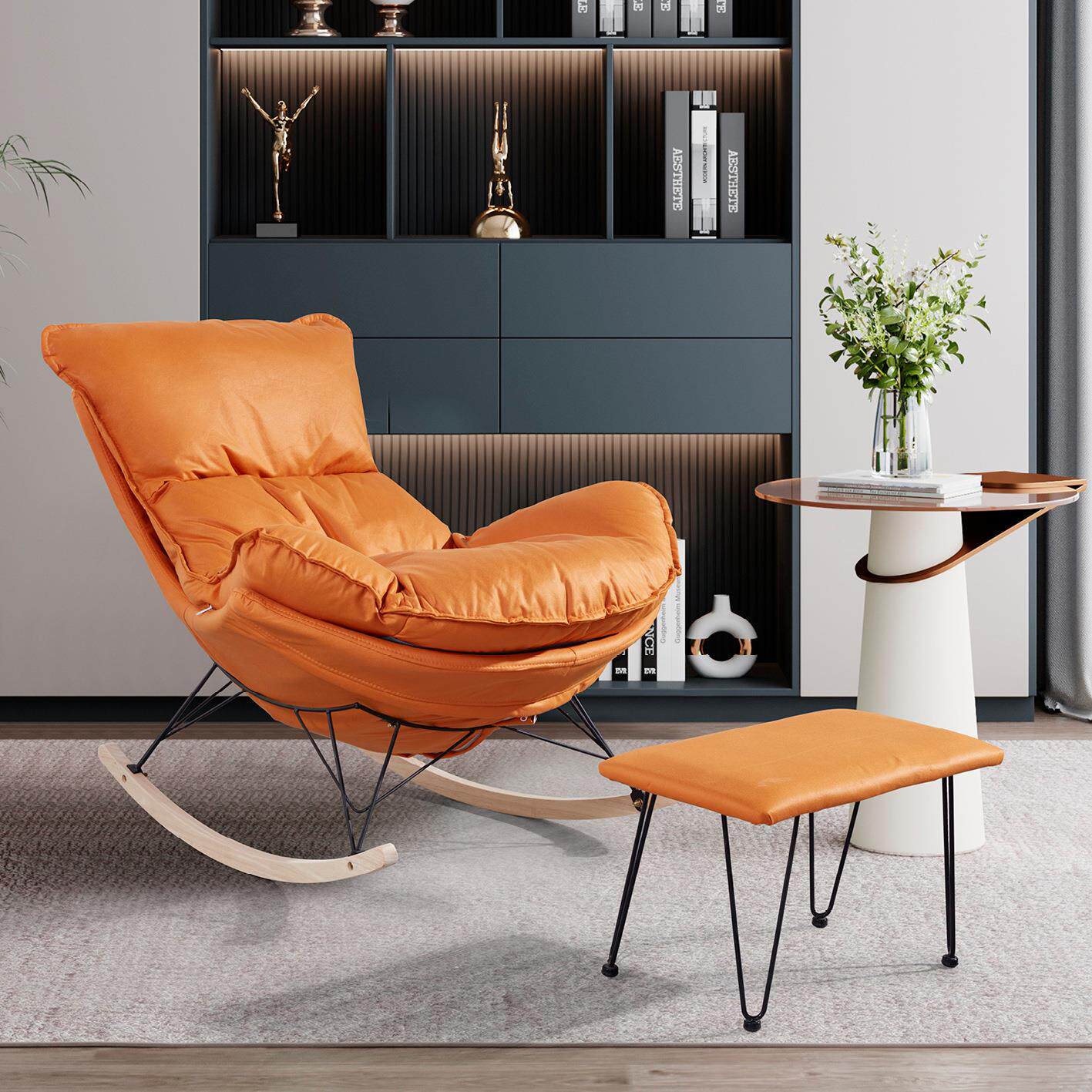 休闲摇椅人沙发阳台午睡龙虾椅椅科中号技布懒厅客躺椅单人摇摇椅